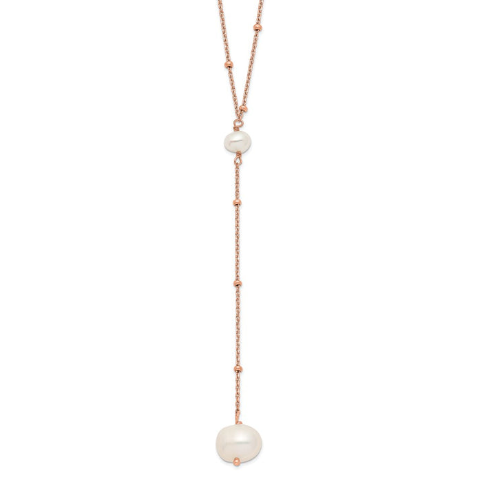 Sterling Silver Rose-tone Freshwater Cult Pearl w/2 in ext. Drop Necklace