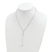 Sterling Silver Gold-tone Semi-round FWC Pearl w/2 in ext. Drop Necklace