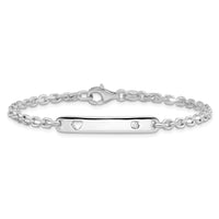 Sterling Silver Polished ID W/CZ Heart Bracelet