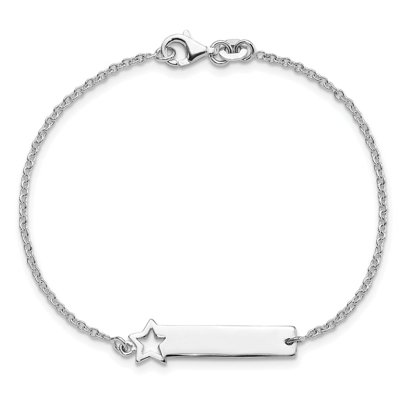 Sterling Silver Polished Star ID 7in Bracelet