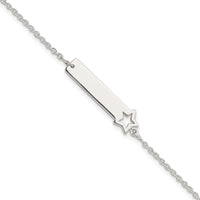 Sterling Silver Polished Star ID 7in Bracelet