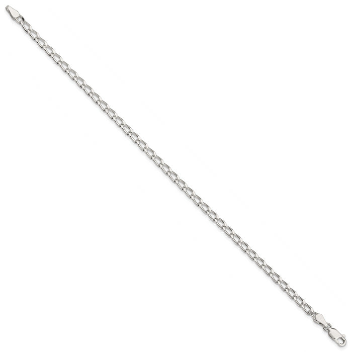 Sterling Silver 3.2mm Open Elongated Link Chain Anklet