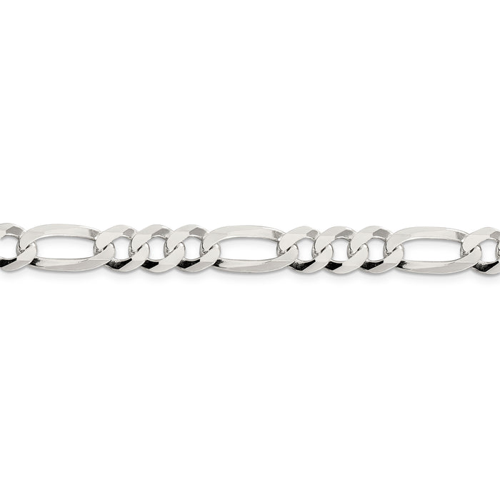 Sterling Silver 8.5mm Lightweight Flat Figaro Chain