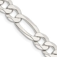 Sterling Silver 8.5mm Lightweight Flat Figaro Chain