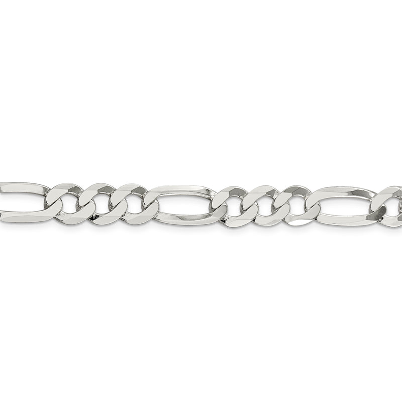 Sterling Silver 9.5mm Lightweight Flat Figaro Chain