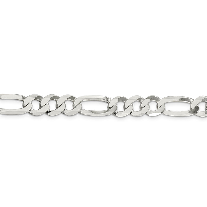 Sterling Silver 9.5mm Lightweight Flat Figaro Chain