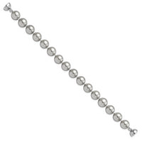 Sterling Silver Majestik Rh-pl 10-11mm Grey Imitation Shell Pearl Bracelet