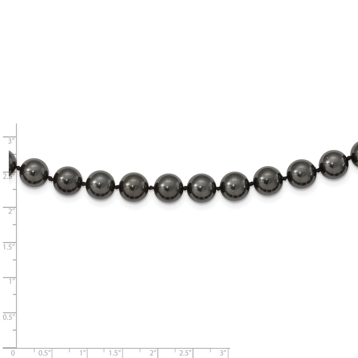 Sterling Silver Majestik Rh-pl 10-11mm Black Imitat Shell Pearl Necklace