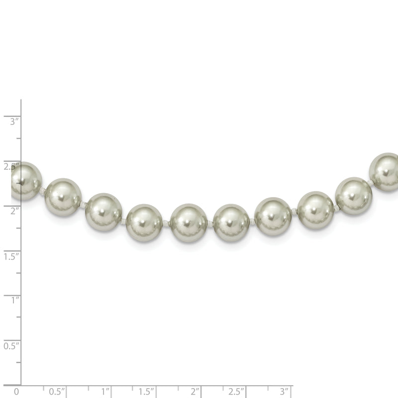 Sterling Silver Majestik Rh-pl 10-11mm Grey Imitat Shell Pearl Necklace