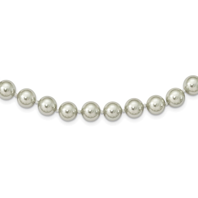 Sterling Silver Majestik Rh-pl 10-11mm Grey Imitat Shell Pearl Necklace