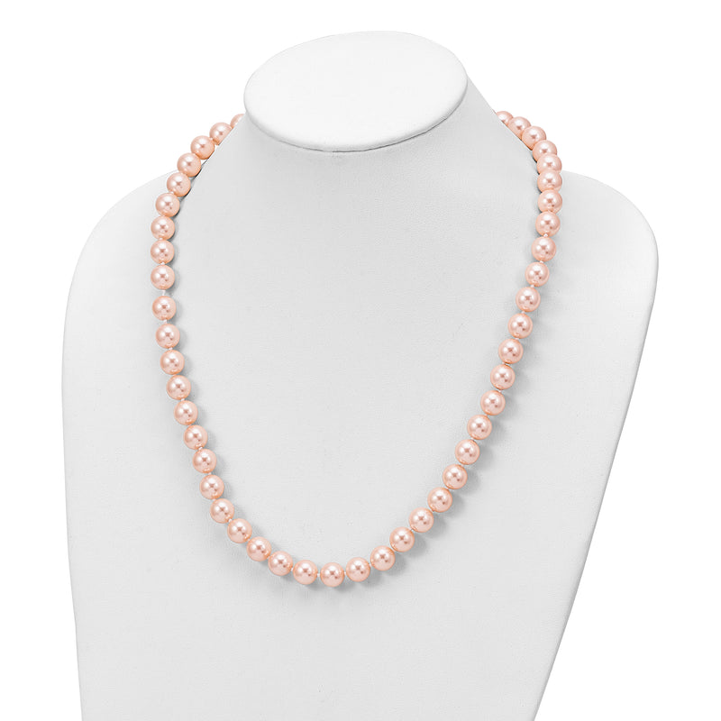 Sterling Silver Majestik Rh-pl 10-11mm Pink Imitat Shell Pearl Necklace