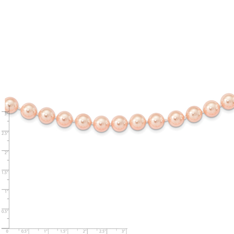 Sterling Silver Majestik Rh-pl 10-11mm Pink Imitat Shell Pearl Necklace