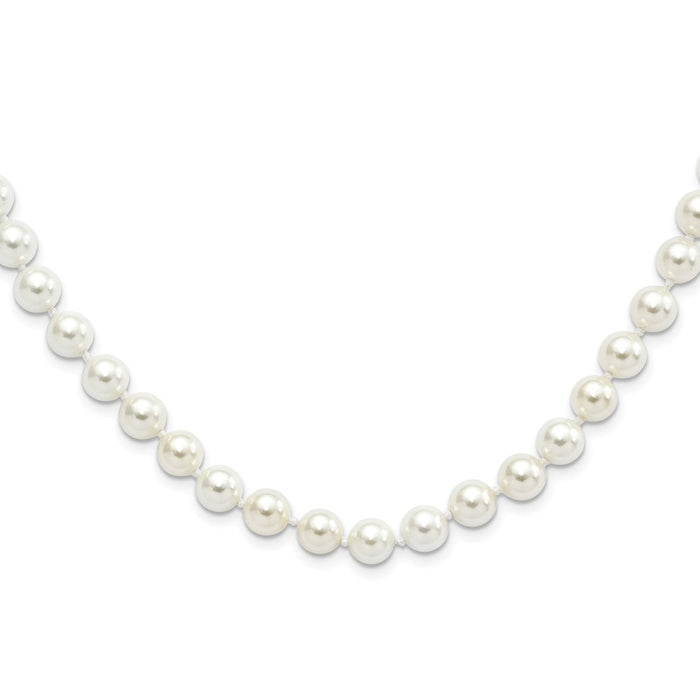 Sterling Silver Majestik Rh-pl 8-9mm White Imit. Shell Pearl Necklace