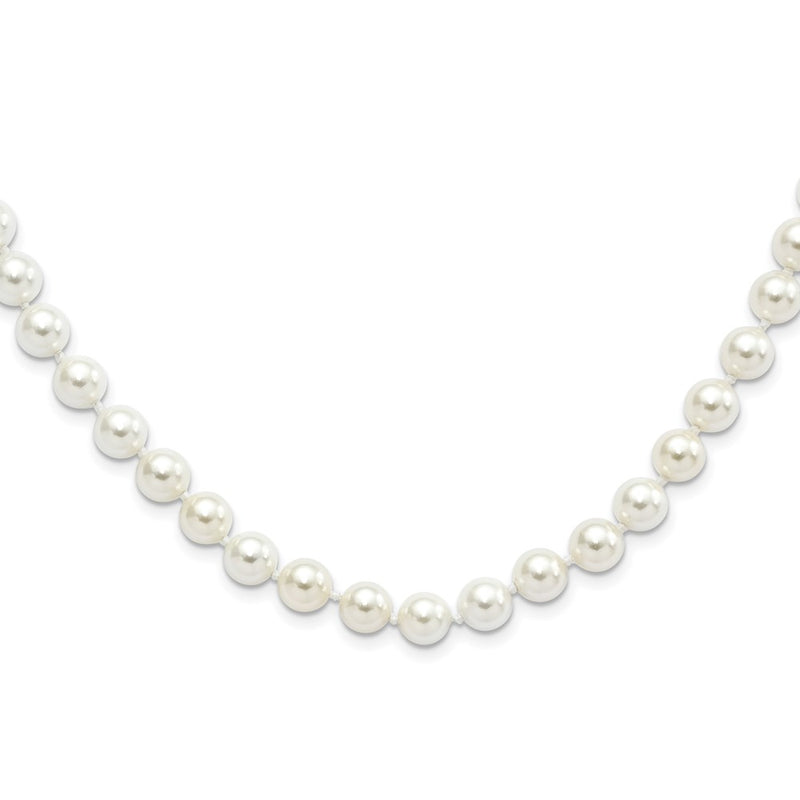 Sterling Silver Majestik Rh-pl 8-9mm White Imit. Shell Pearl Necklace