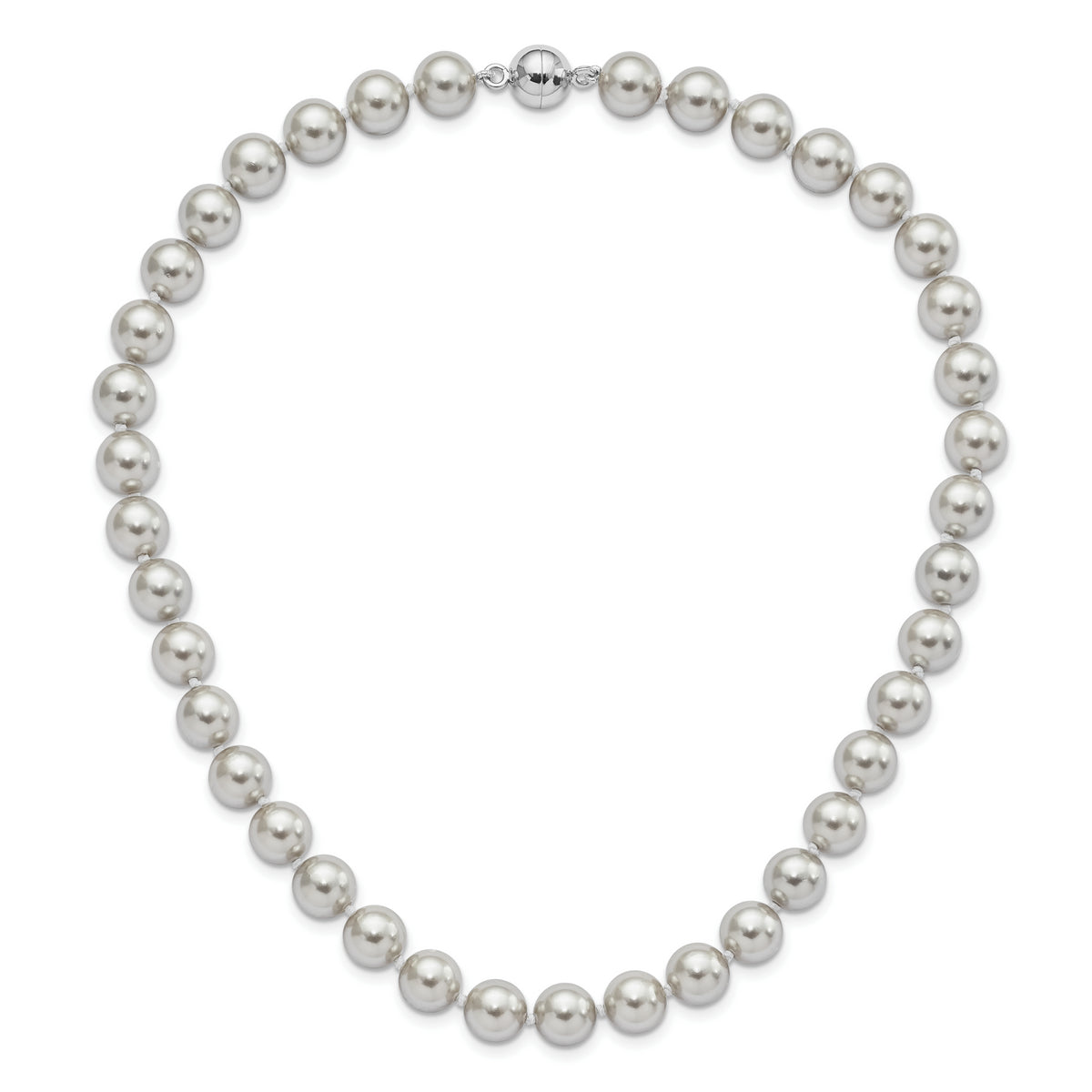 Sterling Silver Majestik Rh-pl 10-11mm Grey Imitation Shell Pearl Necklace