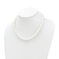 Sterling Silver Majestik Rh-pl 10-11mm White Imitation Shell Pearl Necklace