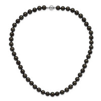 Sterling Silver Majestik Rh-pl 8-9mm Black Imitation Shell Pearl Necklace