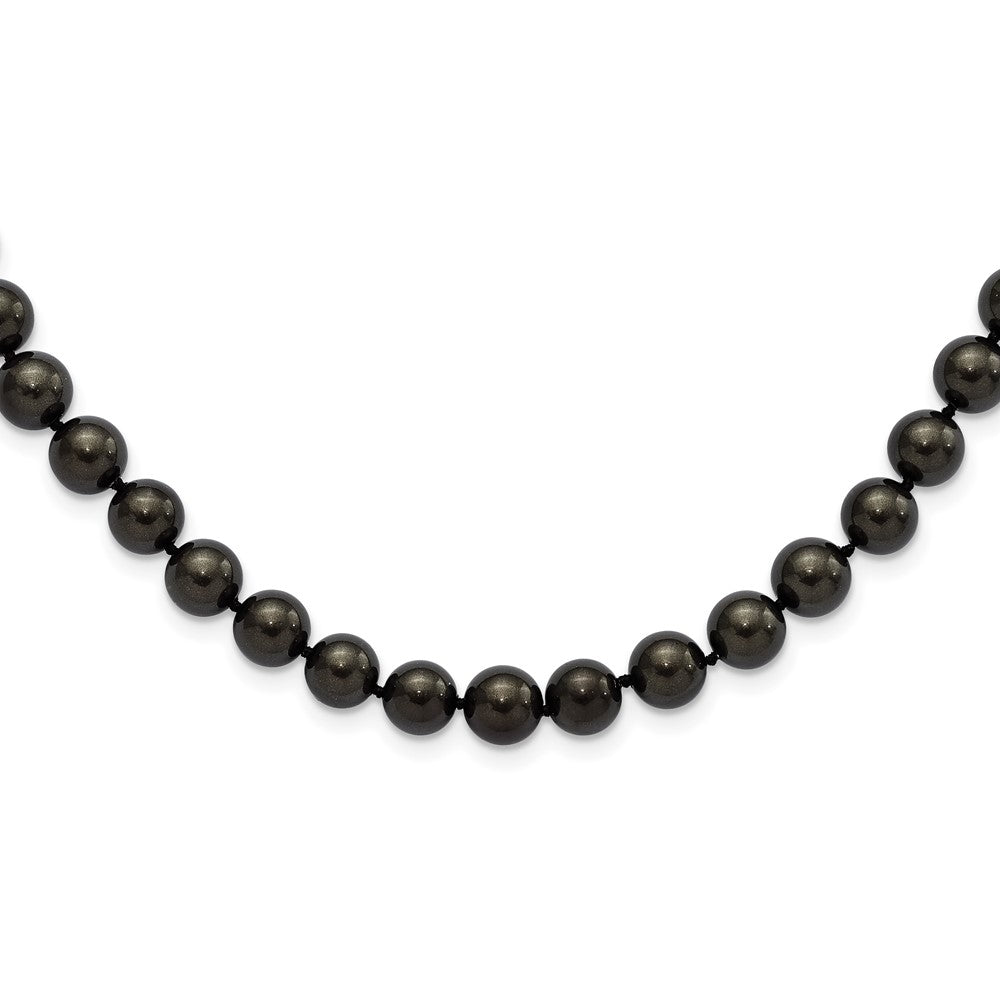 Sterling Silver Majestik Rh-pl 8-9mm Black Imitation Shell Pearl Necklace