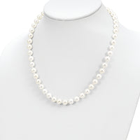 Sterling Silver Majestik Rh-pl 8-9mm White Imit. Shell Pearl Necklace