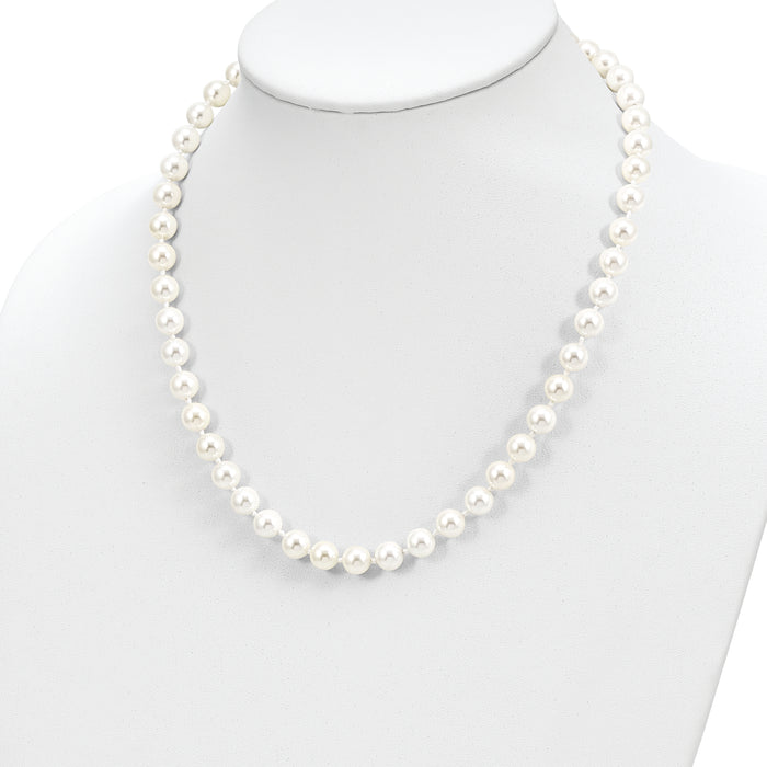 Sterling Silver Majestik Rh-pl 8-9mm White Imit. Shell Pearl Necklace