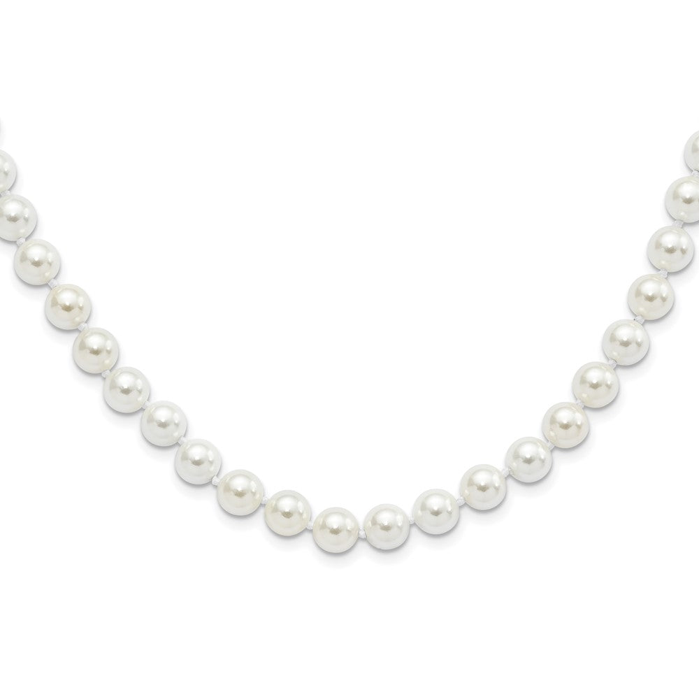 Sterling Silver Majestik Rh-pl 8-9mm White Imit. Shell Pearl Necklace