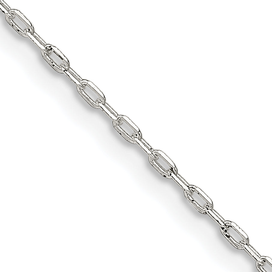 Sterling Silver 1mm Diamond-cut Long Link Cable Chain w/2in ext.