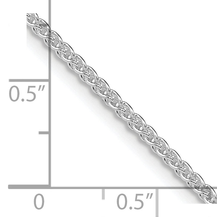 Sterling Silver Rhodium-plated 1.6mm Round Spiga Chain