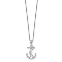 Sterling Silver Rhodium-plated CZ My Mother My Anchor 18in Necklace