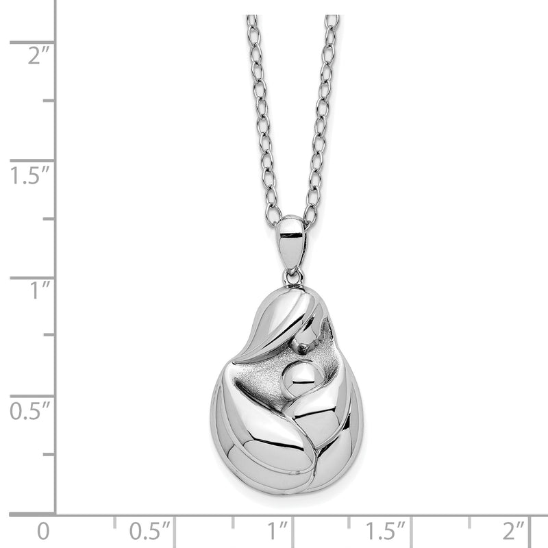 Sterling Silver RH-plated Mine To Keep Mom and Baby 18in Necklace