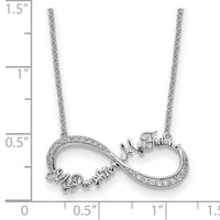 Sterling Silver Rhodium-plated CZ My Daughter My Friend 18in Necklace