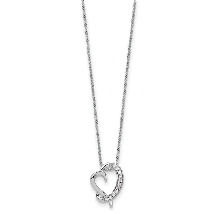 Sterling Silver CZ Antiqued With Love Your Son Heart 18in Necklace