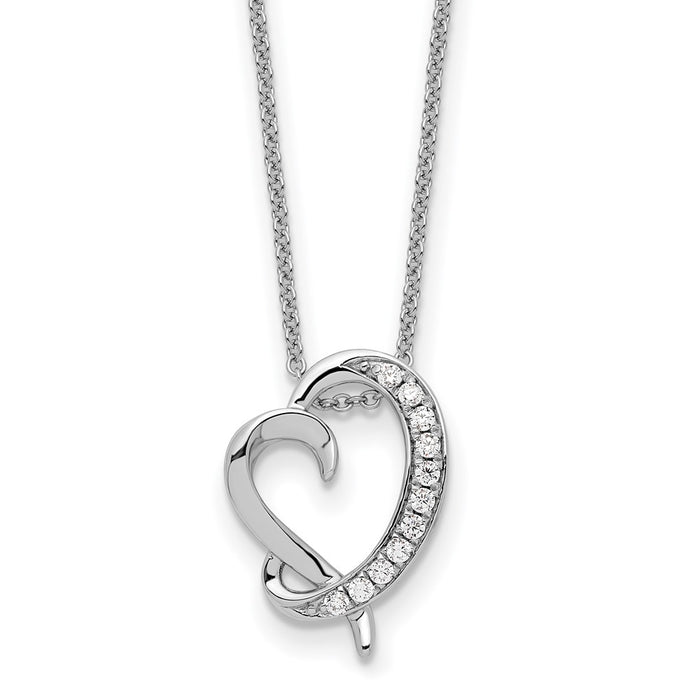 Sterling Silver CZ Antiqued With Love Your Son Heart 18in Necklace