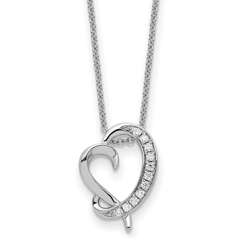 Sterling Silver CZ Antiqued With Love Your Son Heart 18in Necklace