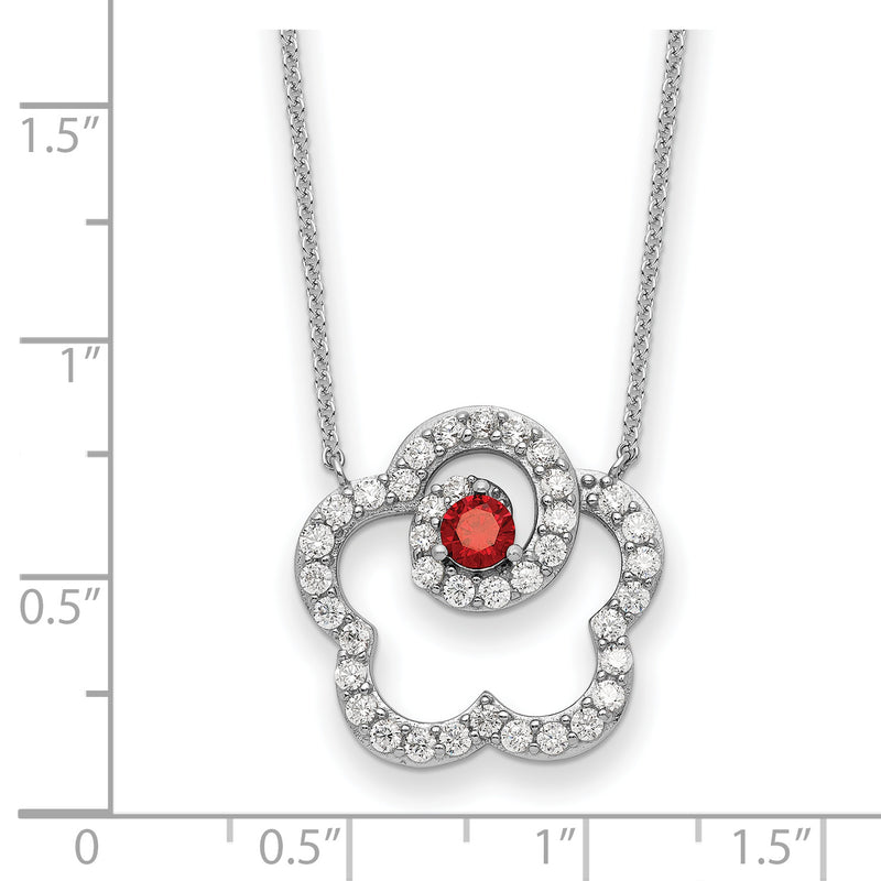 Sterling Silver Red and Clear CZ My Sweet Daughter 18in Necklace