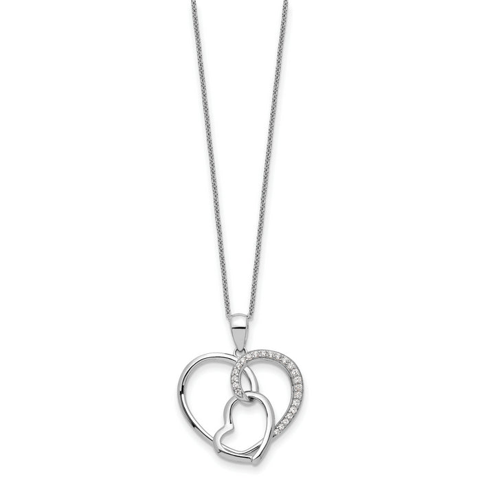 Sterling Silver Rhodium-plated CZ Together In Love 18in Necklace