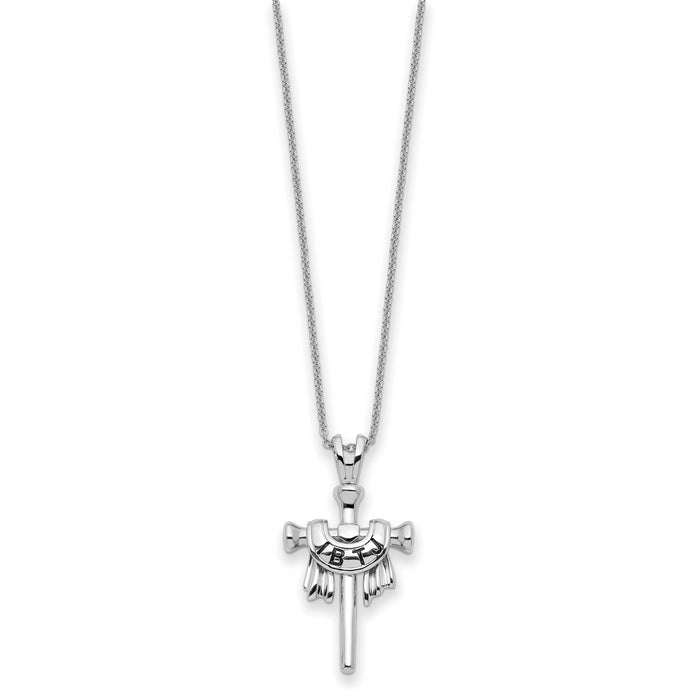 Sterling Silver Antiqued IBTJ Cross 22in Necklace