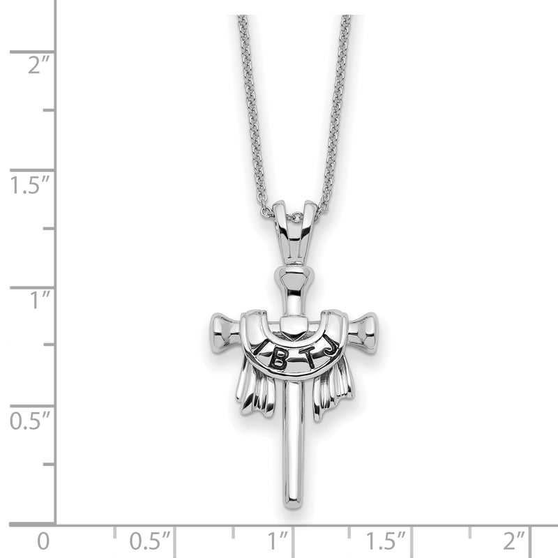 Sterling Silver Antiqued IBTJ Cross 22in Necklace