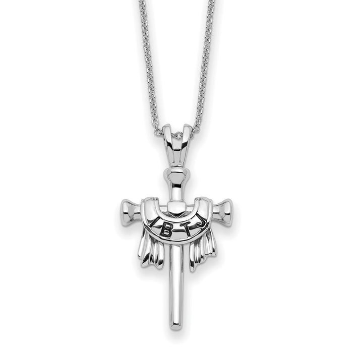 Sterling Silver Antiqued IBTJ Cross 22in Necklace