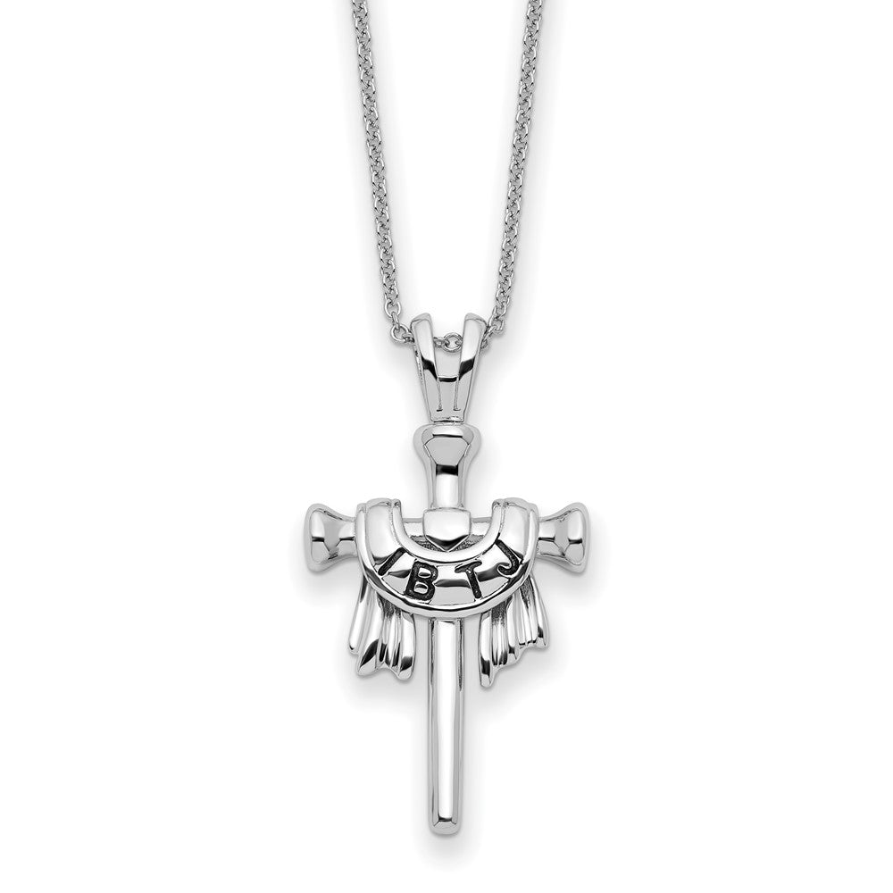 Sterling Silver Antiqued IBTJ Cross 22in Necklace