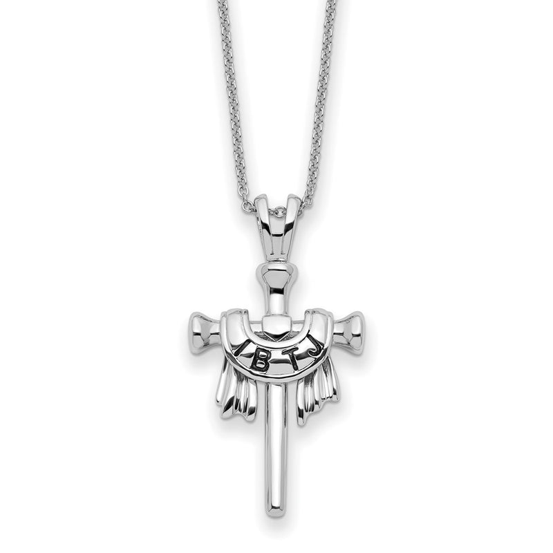 Sterling Silver Antiqued IBTJ Cross 22in Necklace