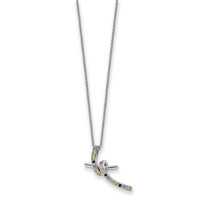 Sterling Silver CZ & Created Pink Sapphire Dancing With Joy 18in Necklace