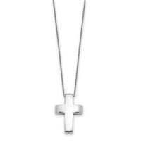 Sterling Silver Rhodium-plated CZ Good and Perfect Cross 22in Necklace