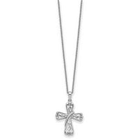 Sterling Silver Rhodium-plated Love Never Fails Cross 22in Necklace