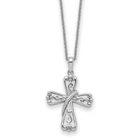 Sterling Silver Rhodium-plated Love Never Fails Cross 22in Necklace