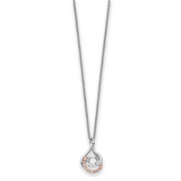 Sterling Silver Rhodium Rose-Tone Vibrant CZ Warm Embrace 18in Necklace