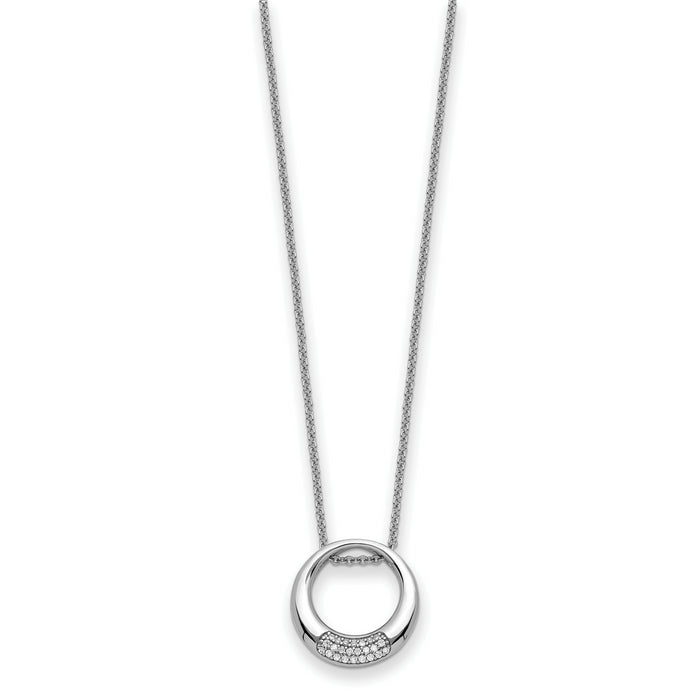 Sterling Silver Rhodium-plated CZ Simplicity 18in Necklace