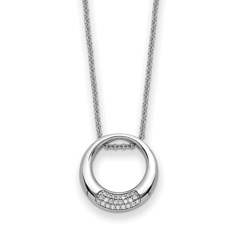 Sterling Silver Rhodium-plated CZ Simplicity 18in Necklace