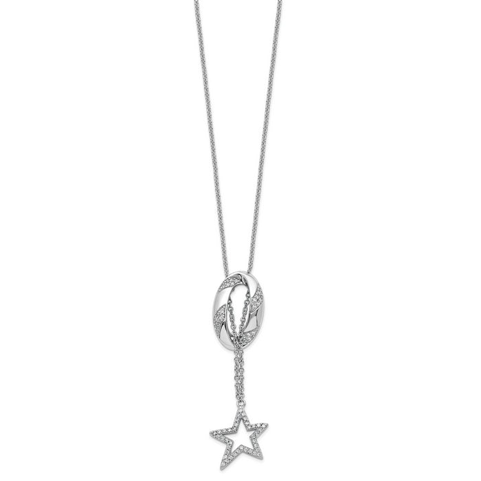 Sterling Silver Rhodium-plated CZ Catch a Falling Star 18in Necklace