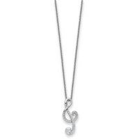 Sterling Silver Rhodium-plated CZ Music 18in Necklace