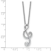 Sterling Silver Rhodium-plated CZ Music 18in Necklace